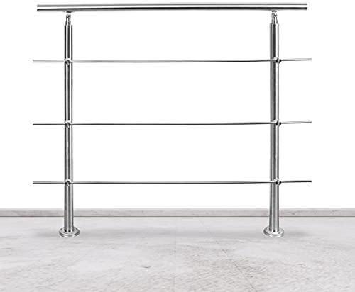 Tubiaz Edelstahl Handlauf Geländer,Treppengeländer mit 3 Querstreben, Eingangsgeländer für Balkon Treppen Innen und Außen (100cm)