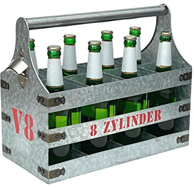 DanDiBo Bierträger Metall mit Öffner Flaschenträger 8 Zylinder V8 96404 Flaschenöffner Flaschenkorb Männerhandtasche Männergeschenke