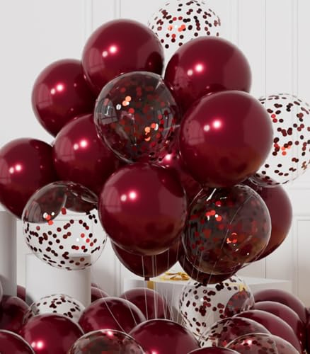 AULE Palloncini Bordeaux Metallizzati: 42 Pezzi 30cm Marrone Palloncini Coriandoli Cromati Rosso Scuro Lucido Spessi in Lattice per Feste di Laurea Matrimoni Giorno Decorazioni