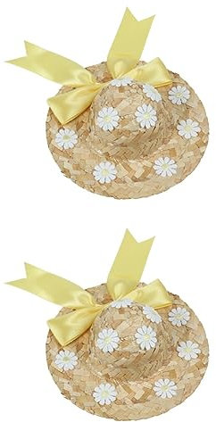 POPETPOP 2pcs Floral Hat Dog Summer Hat for Dog Woven Design for Spring Outdoor Activities