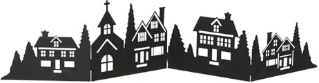 Spetebo Deko Häuserzeile aus Metall klappbar 77 x 17 cm - schwarz - Weihnachtsstadt Silhouette zur Tischdekoration - Weihnachtsdeko Tischdeko für Weihnachten Weihnachtsstadt Skyline