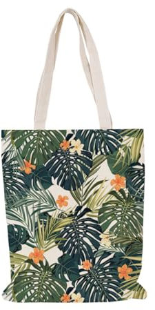 Tote Bag Hojas De Palma Naranja Bolsa de Tela Algodón y Cáñamo Bolsas de Tela para Pintar Gran Capacidad Bolsa Tela Plegable Bolso Tela Duradero Totebag Reutilizable Bolsos de Tela 30x40cm/1 Pcs