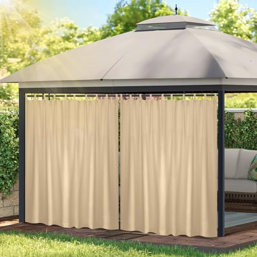 Lapalife Outdoor Vorhänge Wasserdicht,254x214cm Extra Breit Outdoor Vorhang Sichtschutz Schutz für Balkon Terrasse Pergola Gartenlaube Veranda 1 Stück