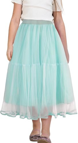 Happy Cherry Jupe Longue en Tulle Fille Enfant 4-12 Ans Jupe Tutu Longue d'été Décontracté Mode Jupe Princesse Soirée Fête Mariage Aods Fille
