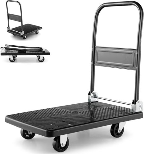 GiantexUK 200KG/400KG Folding Platform Trolley, Heavy Duty Sack Dolly Hand Truck with Wheels & Handle, Utility Flatbed Cart for Home Office Supermarket Warehouse Moving (72x48x81cm, 200kg)