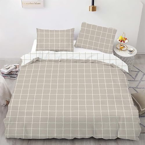 phonxia Housse de Couette 160x200 Plaid Gris Ensemble De Literie Microfibre avec Fermeture Éclair Housse Couette Parure de lit Doux Imprimé avec 2 Taie d'oreiller 65x65 cm