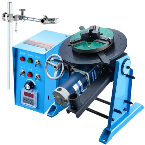 VEVOR Positionneur de soudage rotatif 50 kg, table tournante de positionnement 0-90 ° 0,5-6 tr/min 120 W, mandrin de tour à 3 mâchoires 315 mm support de torche pour couper, meuler, assembler, tester