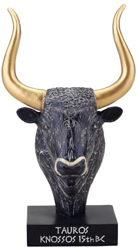 Veronese Design Die kretische Stierbüste aus Polyresin, handbemalt, griechische Sammlerfigur, Museum, Souvenir, 8,9 cm