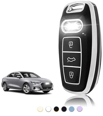 TOOMUME Schlüsselhülle TPU, Autoschlüssel Hülle Passt für Audi A3 A4 A5 A6 A7 A8 A6L A8L Q5 Q7 Q8 RS6 RS7 S3 S6 S7 SQ7 SQ8 C8 D5 E-Tron Sportback, Schlüsselcover Schutz Schlüsselgehäuse - Smart Key