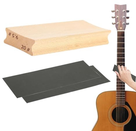 Zuasdvnk Blocco abrasivo per chitarra a raggio basso, blocco abrasivo per radio, tastiera in legno, blocco per chitarra e basso, blocco abrasivo e carta vetrata