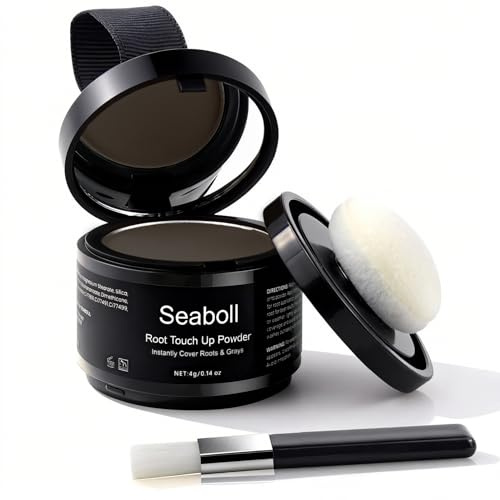 Seaboll Root Touch Up Hair Color Powder-Instant,Stain-Proof Hairline Shadow Powder for Gray Hair Cover Up & Root Cover Up,Scalp Concealer for Thinning Hair Bald Spot,Beard Filler,Women&Men, Dark Brown