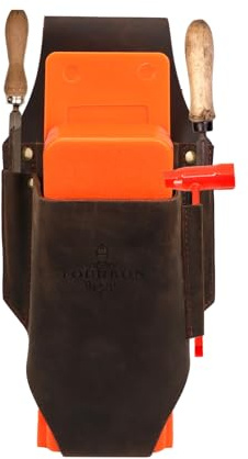 TOURBN Étui en cuir véritable pour coin d'abattage 5 poches - Ceinture pour outils de sciage et clé à chaîne - Pochette pour coupe d'arbre
