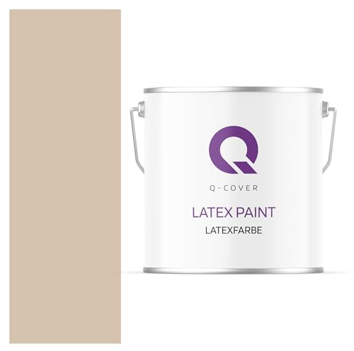 Q-COVER Latexfarbe 5L Beige – matte Wandfarbe & Deckenfarbe für Innen, hohe Deckkraft, scheuerbeständig (Klasse 3), tropfgehemmt, ideal für Wohnzimmer, Küche und Flur