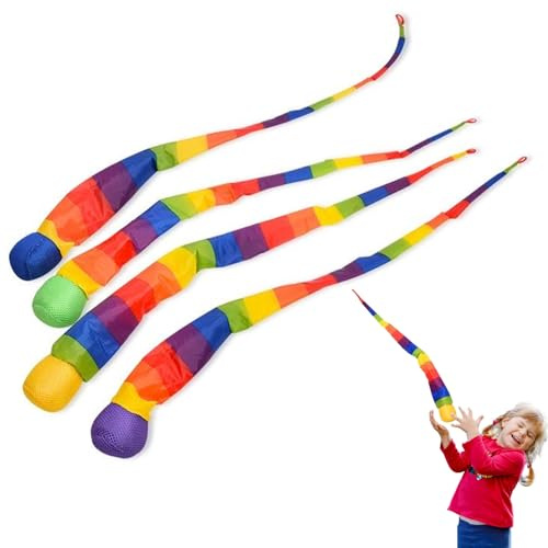 Mohito Rainbow Tail Ball, 4 Pack, Catch & Play, Ages 3+, Soft & Light, Indoor/Outdoor