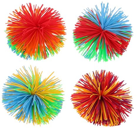 Vaguelly 4stücke Bequeme Silikon-Stringy-bälle Weiche Sensorische Stringy-bälle Für Outdoor-aktivitäten Bunte Zappelbälle Aktives Ballspielzeug