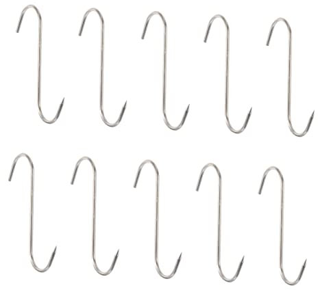 OKUMEYR 10piezas Ganchos s De Acero Inoxidable Para Cocina Resistentes y Afilados Uso Para Colgar Carne Secar y Ahumar Kit De Adecuados Para Cocina y Carnicería