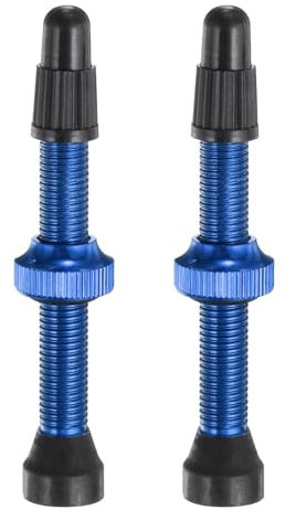 QUARKZMAN 2 Stück Tubeless Ventile 44mm Aluminiumlegierung Tubeless Ventil Super Leicht Kein Leck Dauerhaft Ventilkappen für die meisten Fahrrad Tubeless Felgen Paar, Blau