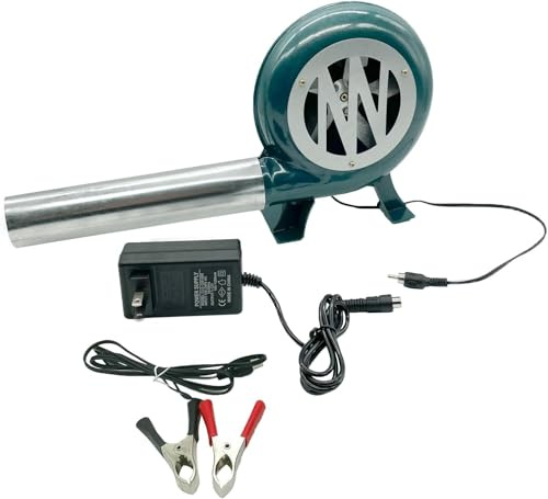ZJSGLA Variable Speed Versatile Electric Blower Fan Dual blower Charcoal Chimney Starter 12v-120v Suitable For Barbecue Mini Blacksmith Forge things With Speed Adapter(80W)