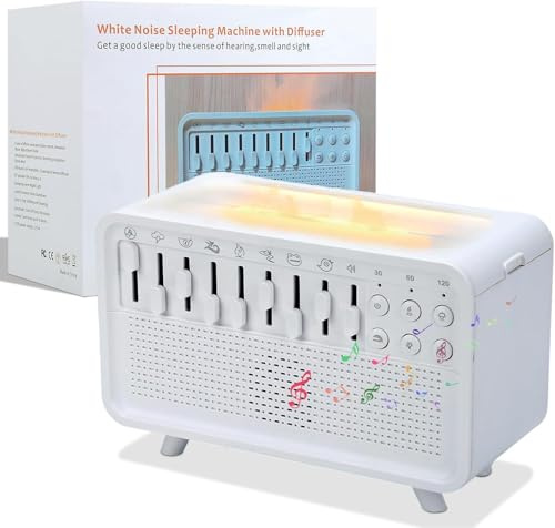 Starnearby Machine à Bruit Blanc, Haut-parleur Bluetooth à LED, Diffuseur d'huiles Essentielles Bruit Blanc, Veilleuse avec Minuterie e Exercices de Respiration pour Adultes et Bébés