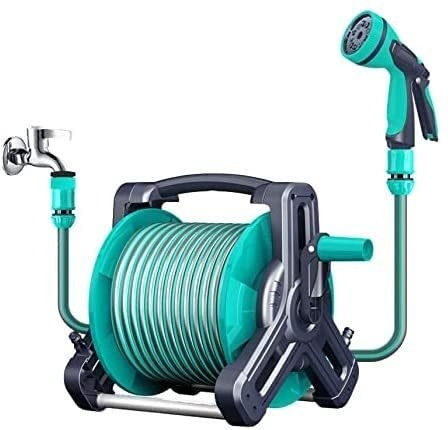 Chariot enrouleur de tuyau d'arrosage, avec support de rangement mural pour tuyau, kit de nettoyage pour tuyau d'arrosage domestique, pour jardin, ferme et terrasse (couleur : bleu, taille : tuyau d