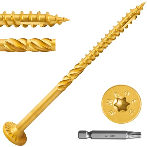 #14 x 5 Inch Wood Structural Lag Screws 54Pcs Star Drive Decking Wood Screws, Rust Resistant Timber Screws for Timber/Log/Landscaping (Yellow)