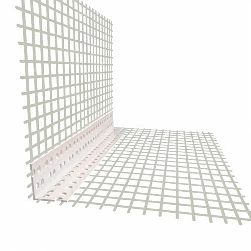 doitBau Angolo di protezione angolare in tessuto – angolo di protezione bordi – PVC rigido con rete di rinforzo in fibra di vetro – 100 x 150 mm ogni 2,4 m 25 aste 60 m per isolamento facciata WDVS