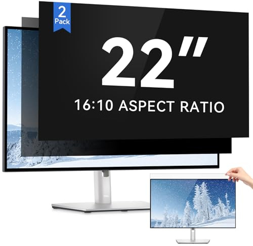 IPROKKO Lot de 2 Protections D'écran de Confidentialité pour Ecrans 22 pouces 16:10, Amovibles, Anti-lumière Bleue, Anti-reflets, Filtre de Confidentialité pour Ordinateurs HP, Dell, Acer et Lenovo