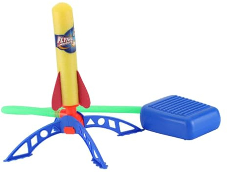 Vaguelly Children's Pneumatic Rocket Launcher Toy, Eva Foam Rockets and Plastic Launcher Stand, Lightweight Outdoor Play Set for Yard and Lawn,
