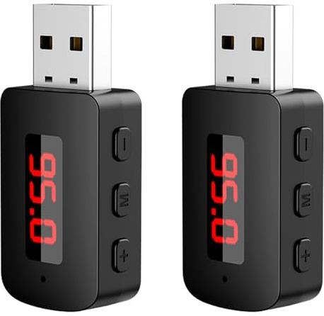 Agwuoetr 2X Voiture Bluetooth 5.4 Aadaptateur FM USB Émetteur Récepteur Appel Mains Affichage LED Automatique Audio Musique Récepteur sans