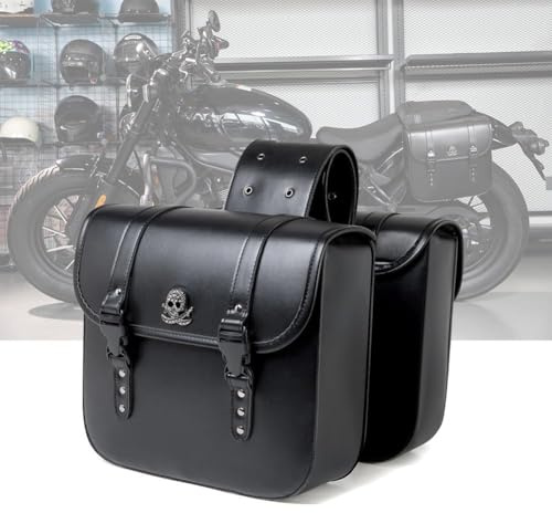 DAHJSD Motorrad Tasche für Harley Davidson Iron 883 2020-2022 – PU Leder Seitentasche, Satteltaschen Wasserdicht, Motorradrucksack & Tankrucksack, Leicht Montierbar,A