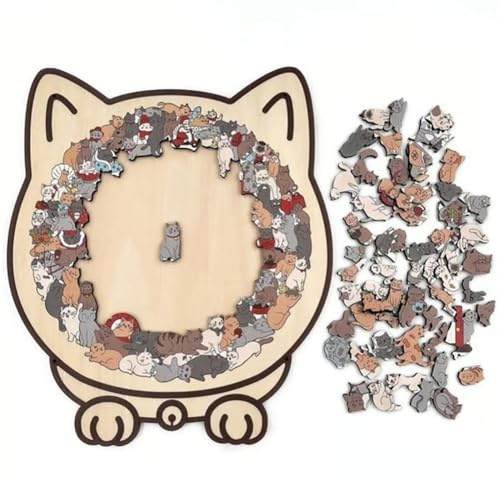 Rompecabezas de madera con forma de gato de color Morandi, de 135 piezas, detallado con temática de gato, rompecabezas irregular con marco, regalos creativos para los amantes de los gatos, decoración