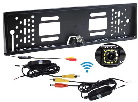Sensori Parcheggio Per Auto Telecamera Posteriore Wireless Con Telaio Targa UE Articoli Backup Per La Retromarcia Auto 1080P Reverse