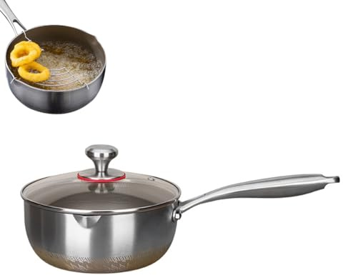 STEHEMO Titanium Pan with Lid, Frying Pans Nonstick, Ultra-Durable, Scratch-Resistant, Non-Stick Titanium Pans for Cooking, Compatible with All Cooktops,7.09IN