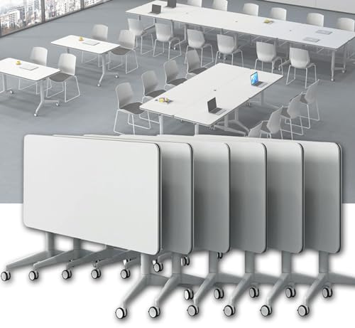 Tragbarer, klappbarer Konferenztisch, mobiler Besprechungstisch mit Rollen für Schulungen und Seminare, 120 x 60 cm (47,2 x 23,6), Konferenzraummöbel