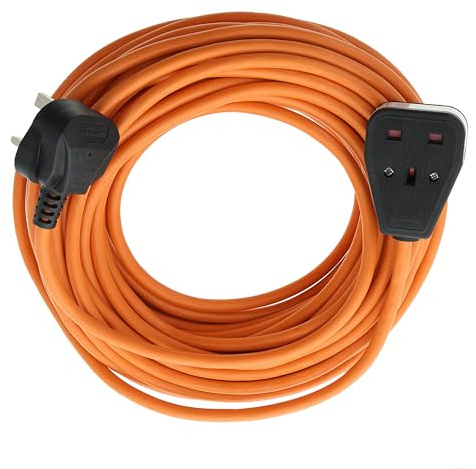Masterpart Extra Long 20 Metre, 13Amp, 3 Core, Orange Mains Cable Extension Lead Cable