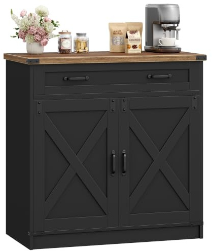 Hzuaneri Sideboard, Kitchen Cabinet with Drawer & 2 Doors, 40 x 80 x 80 cm
