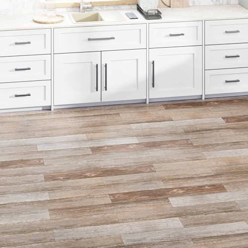 YunCangg Lot de 36 planches de sol en PVC - Design bois lavé - 5,02 m² - Autocollantes - Rectangulaires - Pour salon, cuisine, couloir, rénovation - Revêtement de sol antidérapant - Pose facile