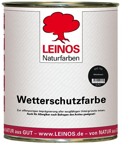 LEINOS Wetterschutzfarbe 750 ml | Rebschwarz Holzlasur für Holzfassaden Fenster Gartenhäuser | wetterbeständige Deckfarbe, effektive Versiegelung, langanhaltender Schutz auf Ölbasis im Außenbereich
