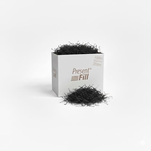 PresentFill® Füllmaterial Papier 5 KG Schwarz – 3-lagig, 110g starke Grammatur – 100% Recycling (Blauer Engel) & Made in Germany – Zick-Zack-Faltung für Premium-Verpackungen