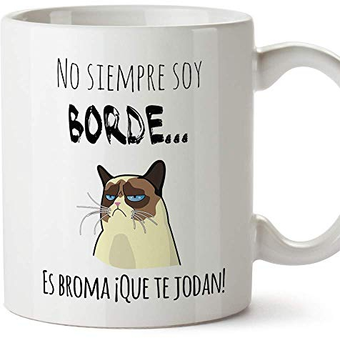 MUGFFINS Taza de Cerámica Graciosa - No Siempre Soy Borde, es Broma - 350 ml - Frases de Humor sarcástico