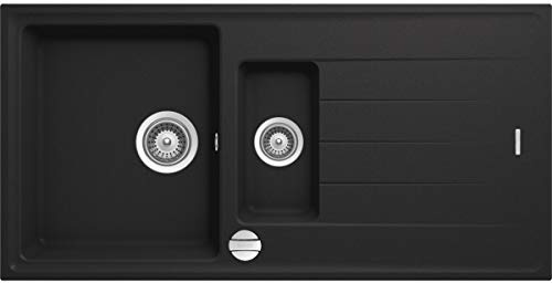 Victory S1000 Granitspüle 100x50cm Küchenspüle Einbau Spülbecken ab 60er Schrank inkl. Drehexcenter Made in Germany (black)