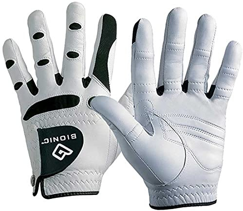 New Improved 2X Long Lasting Bionic Golf Glove - Patented Stable Grip Genuine Cabretta Leather, Designed by Orthopedic Surgeon! (Men's Large, Worn on Left Hand)