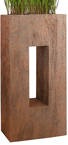 Pflanzwerk® Pot de Fleur Fibre de Verre Vista Rouille Brun 92x45x27cm *Jardinière antigel* *Protection UV* *Qualité européenne*