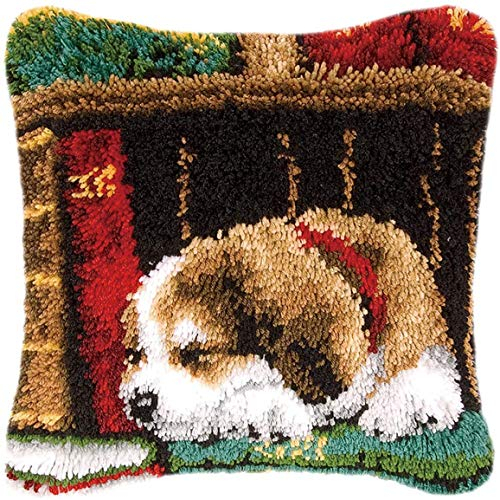 Myriad Choices DIY Latch Hook Kits 3D Broderie stéréo Taie d'oreiller Point de Croix Housse de Coussin de canapé pour Enfants et Adultes ， Image Animale (BZ-269)