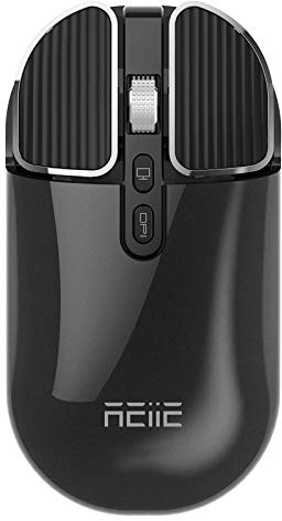 reiie Souris Bluetooth sans fil silencieuse (Bluetooth 5.1 + 2.4 G), souris optique sans fil pour PC/tablette/ordinateur portable et Windows/Mac/Linux/Android/iOS/iPadOS, noir
