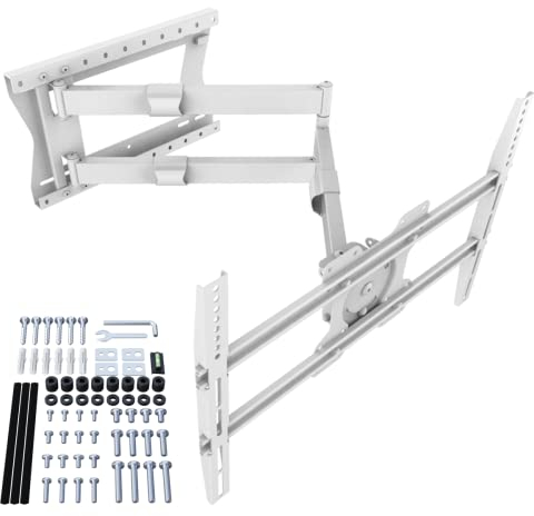 XTRARM TiTon 100 cm TV supporto da parete bianco, giro ruota largo 100 cm, TV: 75 60kg VESA 600x400