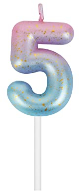 Bougies d'anniversaire Chiffres 5 filles femme bougies anniversaire fondu rose en bleu clair.