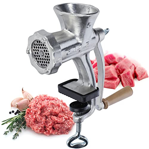 KADAX Fleischwolf aus Eisenguss, 6 Größen, manuelle Fleischmaschine mit Tischklemme, Vintage Fleischwolf, verzinkte Mahlmaschine für Fleisch (Größe 5)