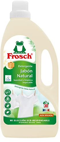 Frosch - Detergente Líquido Concentrado Jabón Natural para Lavadora, Ropa Limpia e Impecable en el Lavado, Apto para Todo Tipo de Tejidos menos Lana y Seda - 1.5 L