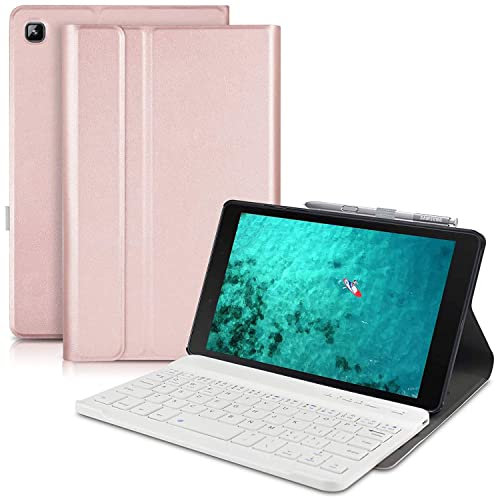 ERY Funda Teclado para Samsung Galaxy Tab A 8.0 2019 Funda Teclado (Modelo: SM-T290/T295/T297) Tablet, Funda De Soporte Multiángulo con Teclado Español Bluetooth Inalámbrico Desmontable,Rose Gold 1